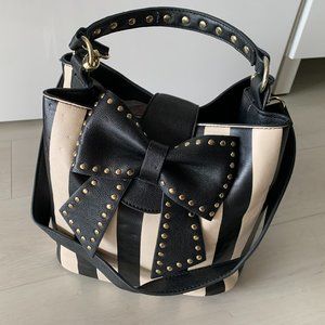 Betsey Johnson bow striped handbag